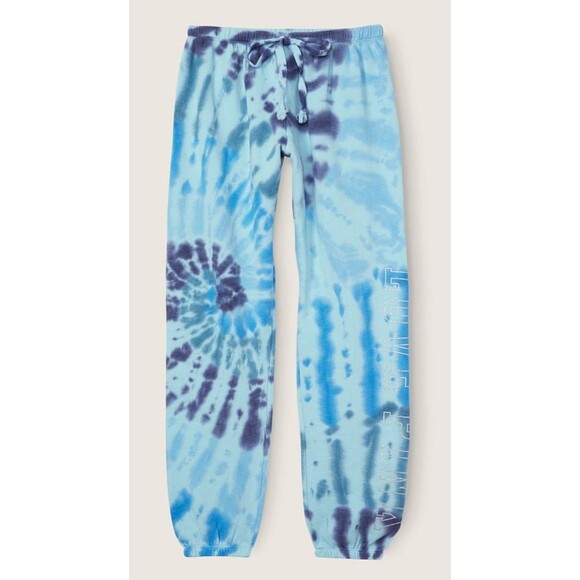 VS PINK outfit blue SET TIE DYE cowl neck joggers L - Picture 3 of 6